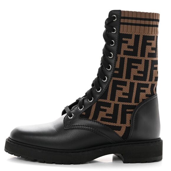 FENDI Rockoko leather biker boots with stretch fabric - Picture 1 of 9